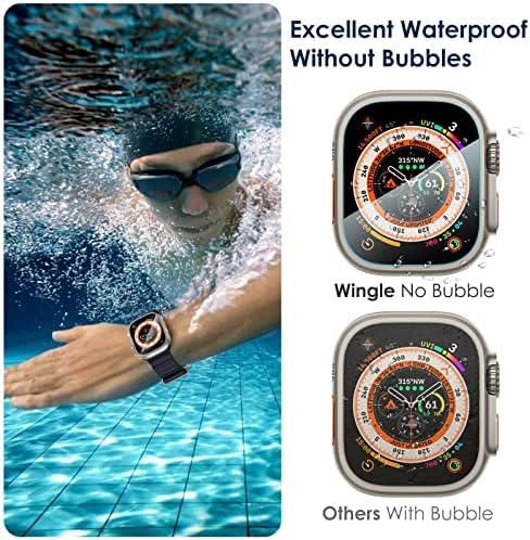 WINGLE [3+3 חבילה] עבור Apple Watch Ultra Screen Protector 49 ממ זכוכית מחוסמת עם ערכת כלי התקנה של Auto-Adment Auto, התקנה קלה אנטי-סקרט נטולת HD Fleer Sluad Bimed Glass For iWatch Ultra